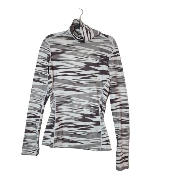 Under Armour Tops - Under Amour ColdGear Fitted Printed Turtleneck Gray and White Size Medium